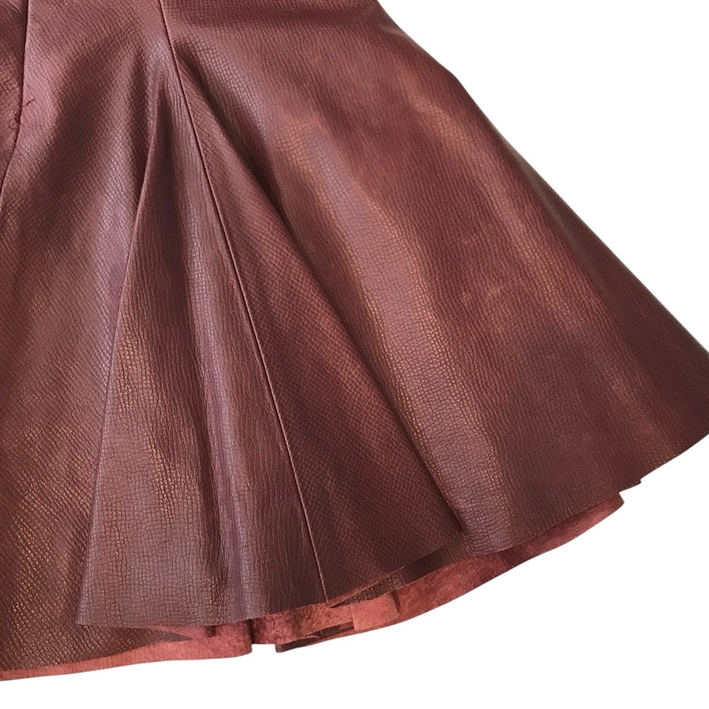 CUSHNIE ET OCHS***Burgundy Leather Skater Skirt***US 4 $1895 - Picture 6 of 6